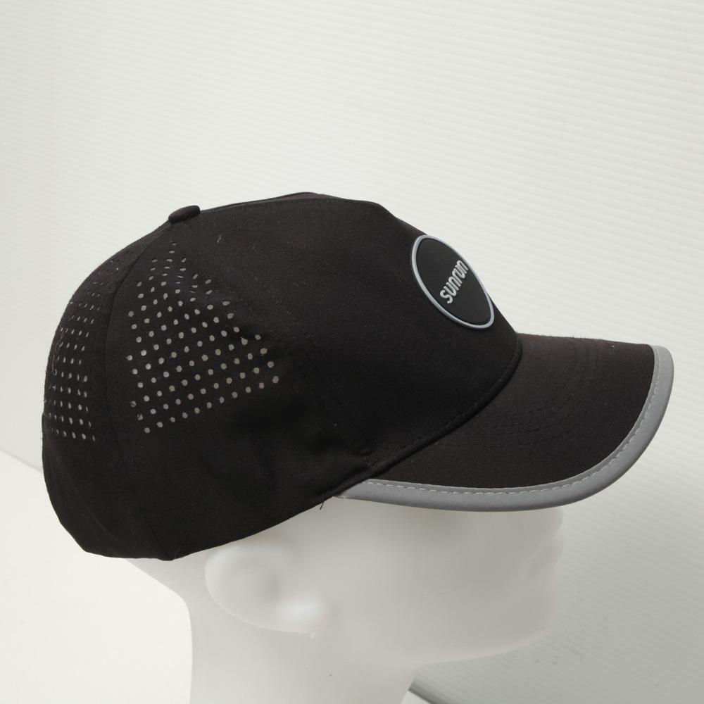Sunrun Performance Baseball Cap Men OSFM Black Reflective Laser Cut Snapback Hat - Picture 4 of 7